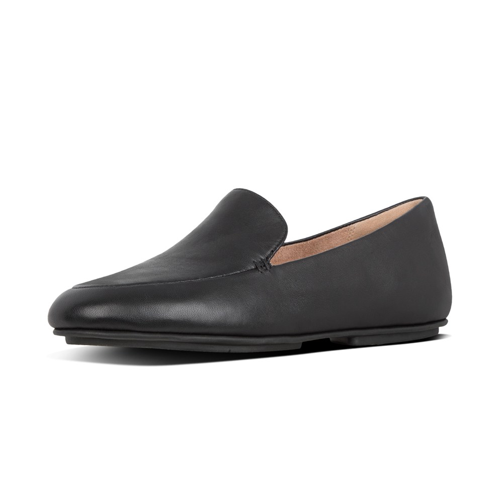 Fitflop Womens Loafers - Lena Leather - Black - 214-LOKZHM